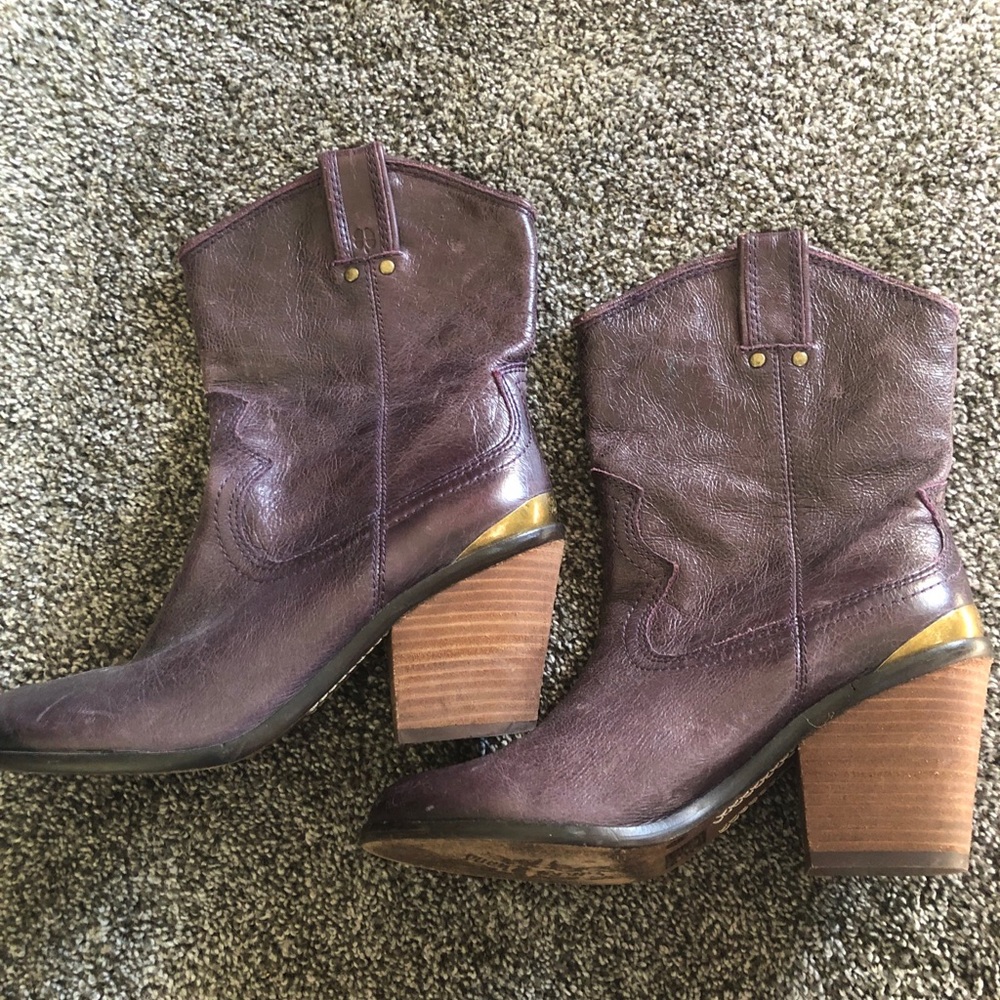 LUCKY BRAND PURPLE COWBOY BOOTS 8 1/2 8.5 LEATHER